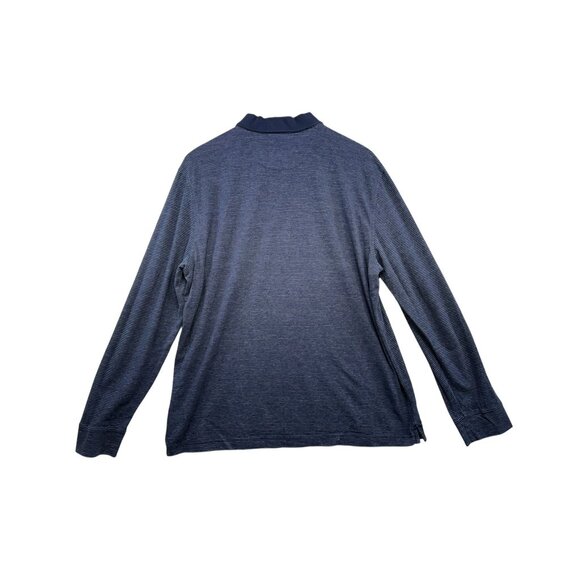 Untuckit Mens Striped Henley Polo Shirt XXL Two Tone BluebLong Sleeve Made In Pe - Picture 9 of 11